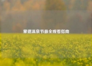 蒙德温泉节最全观看指南