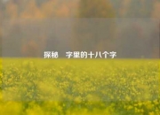 探秘槑字里的十八个字