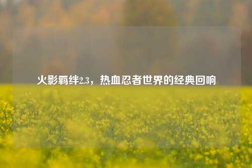 火影羁绊2.3，热血忍者世界的经典回响
