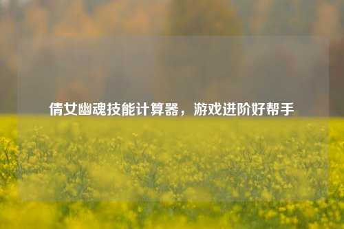 倩女幽魂技能计算器,游戏进阶好帮手