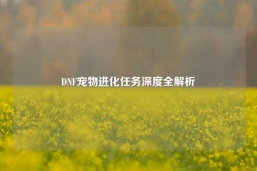 DNF宠物进化任务深度全解析