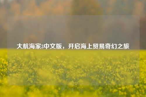 大航海家3中文版,开启海上贸易奇幻之旅