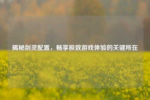 揭秘剑灵配置，畅享极致游戏体验的关键所在