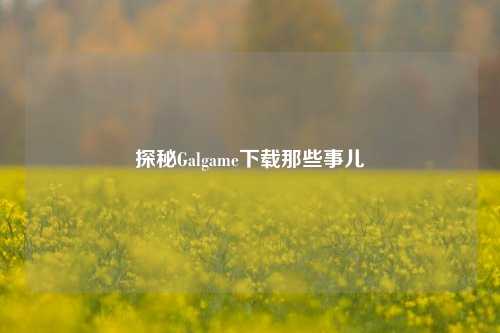 探秘Galgame下载那些事儿