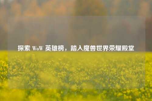 探索 WoW 英雄榜,踏入魔兽世界荣耀殿堂