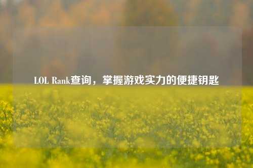 LOL Rank查询，掌握游戏实力的便捷钥匙