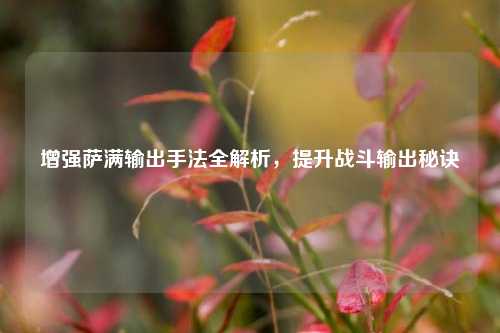 增强萨满输出手法全解析，提升战斗输出秘诀