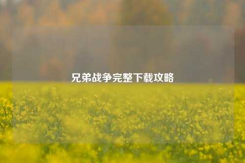兄弟战争完整下载攻略