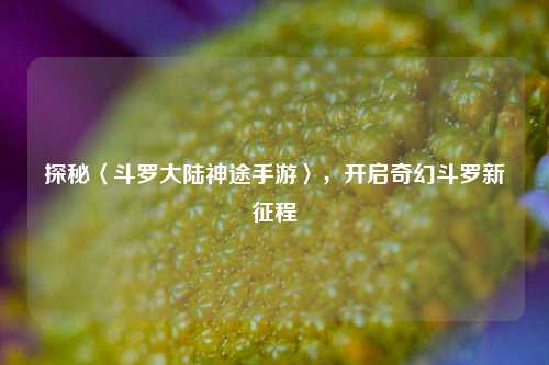 探秘〈斗罗大陆神途手游〉，开启奇幻斗罗新征程