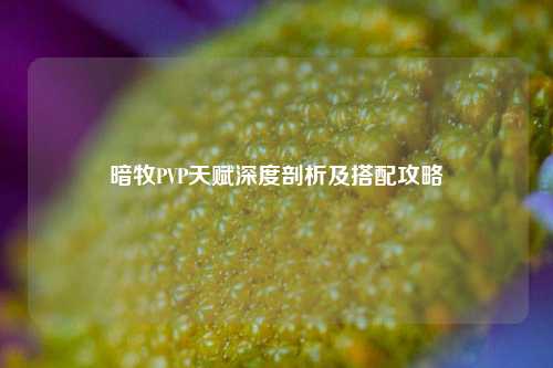 暗牧PVP天赋深度剖析及搭配攻略