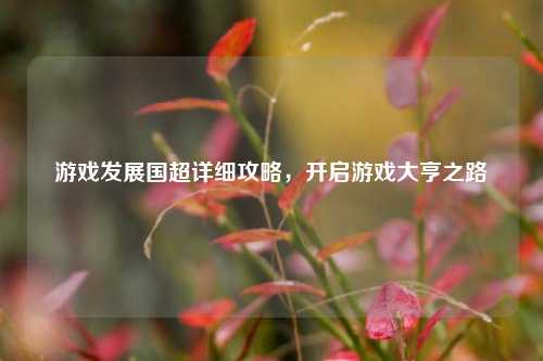 游戏发展国超详细攻略,开启游戏大亨之路