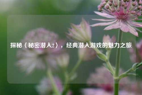 探秘〈秘密潜入2〉,经典潜入游戏的魅力之旅