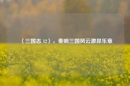 〈三国志 12〉,奏响三国风云激昂乐章