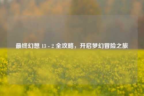 最终幻想 13 - 2 全攻略,开启梦幻冒险之旅