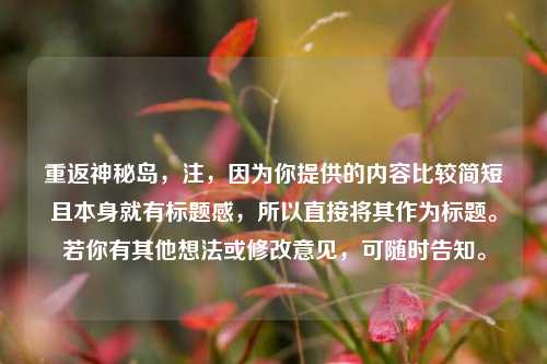 重返神秘岛,注,因为你提供的内容比较简短且本身就有标题感,所以直接将其作为标题。若你有其他想法或修改意见,可随时告知。