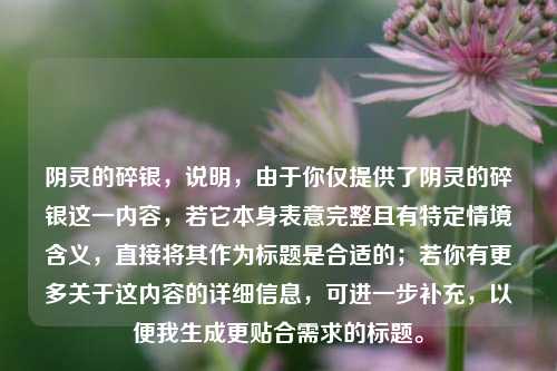 阴灵的碎银,说明,由于你仅提供了阴灵的碎银这一内容,若它本身表意完整且有特定情境含义,直接将其作为标题是合适的;若你有更多关于这内容的详细信息,可进一步补充,以便我生成更贴合需求的标题。