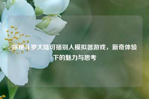 探秘斗罗大陆可插别人模拟器游戏，新奇体验下的魅力与思考