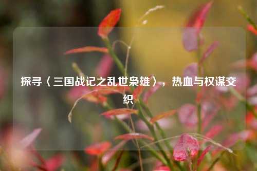 探寻〈三国战记之乱世枭雄〉,热血与权谋交织